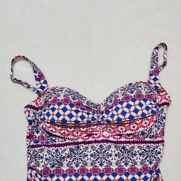 LA Blanca Romance OTS Sweetheart Mio Multi-color Padded One-piece Swimsuit 10 - Picture 4 of 14